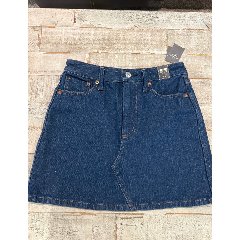 Abercrombie & Fitch Zoe Natural Rise NWT Denim Mini Skirt Dark Wash 25/0